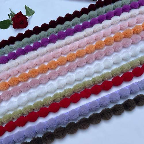 仿獭兔球球毛条葫芦款 唐装窗帘家纺diy花边 服装袖口领口辅料