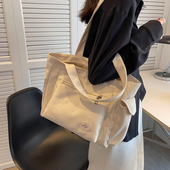 慵懒风大容量帆布包女2025新款 时尚 学生上课电脑包单肩手提托特包