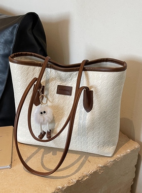 撞色大容量包包女百搭通勤大包单肩包2025夏新款潮时尚休闲托特包