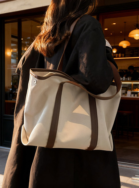 简约百搭帆布托特包女大容量通勤休闲单肩手提包