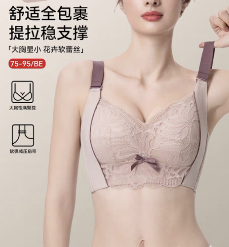 特中脉510六排扣大胸显小乳胶内衣超薄美背无钢圈收副乳文胸调整