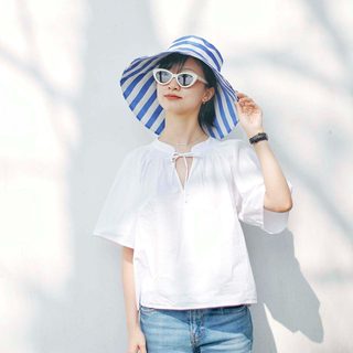 Xirena BECCA TOP法式夏季宽松娃娃领设计感系带短袖衬衫