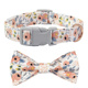 狗狗项圈可调节碎花棉布颈圈牵引绳遛狗绳狗链领结蝴蝶结金毛泰迪