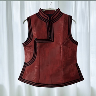 盘扣修身 蒙古族马甲女款 马夹新款 民族风坎肩短款 演出马甲 日常装