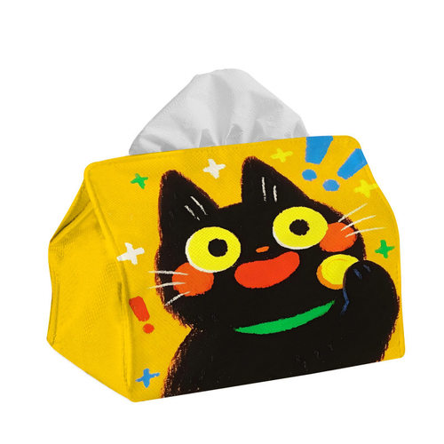 萌宠小猫纸巾盒小众设计纸巾盒布艺家用餐桌装饰收纳餐桌抽纸盒