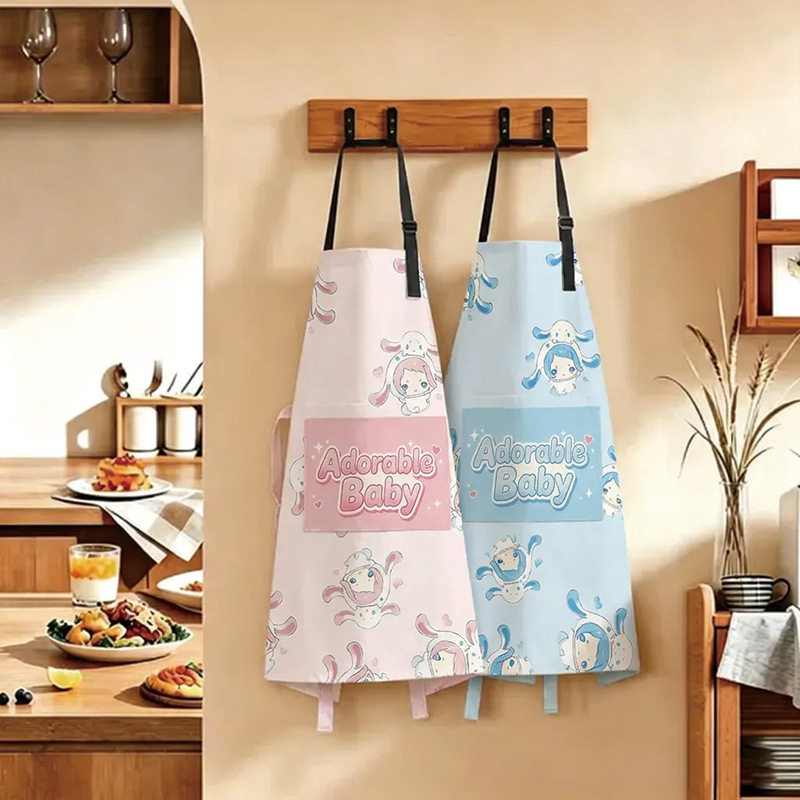雪影娃娃带兜围裙防泼水厨房做饭围腰高级感家用女款挂脖防污罩衣