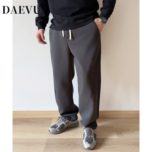 DAEVU大码男装春秋新款炭灰宽松直筒运动裤加肥加大男士休闲卫裤