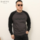 DAEVU春秋新款 T恤 圆领插肩长袖 日韩复古大号潮胖子加肥加大码 男装