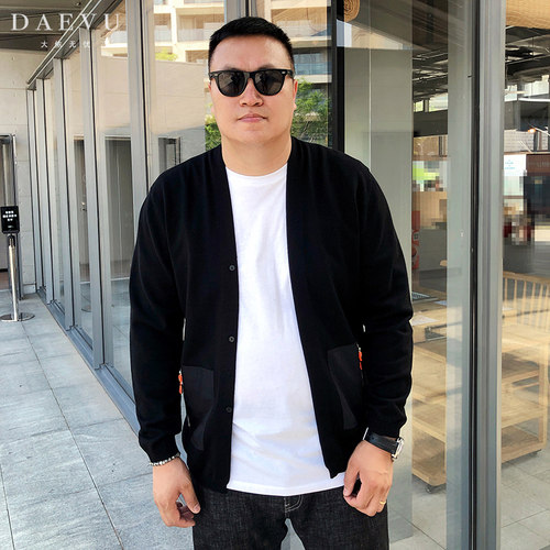 新款潮胖子加大码男士开衫毛衣