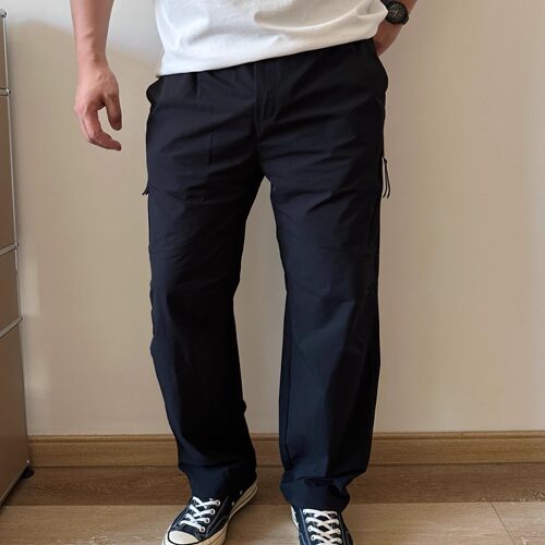 DAEVU春夏大码男装军绿薄料宽松直筒弹力加肥加大男士工装休闲裤