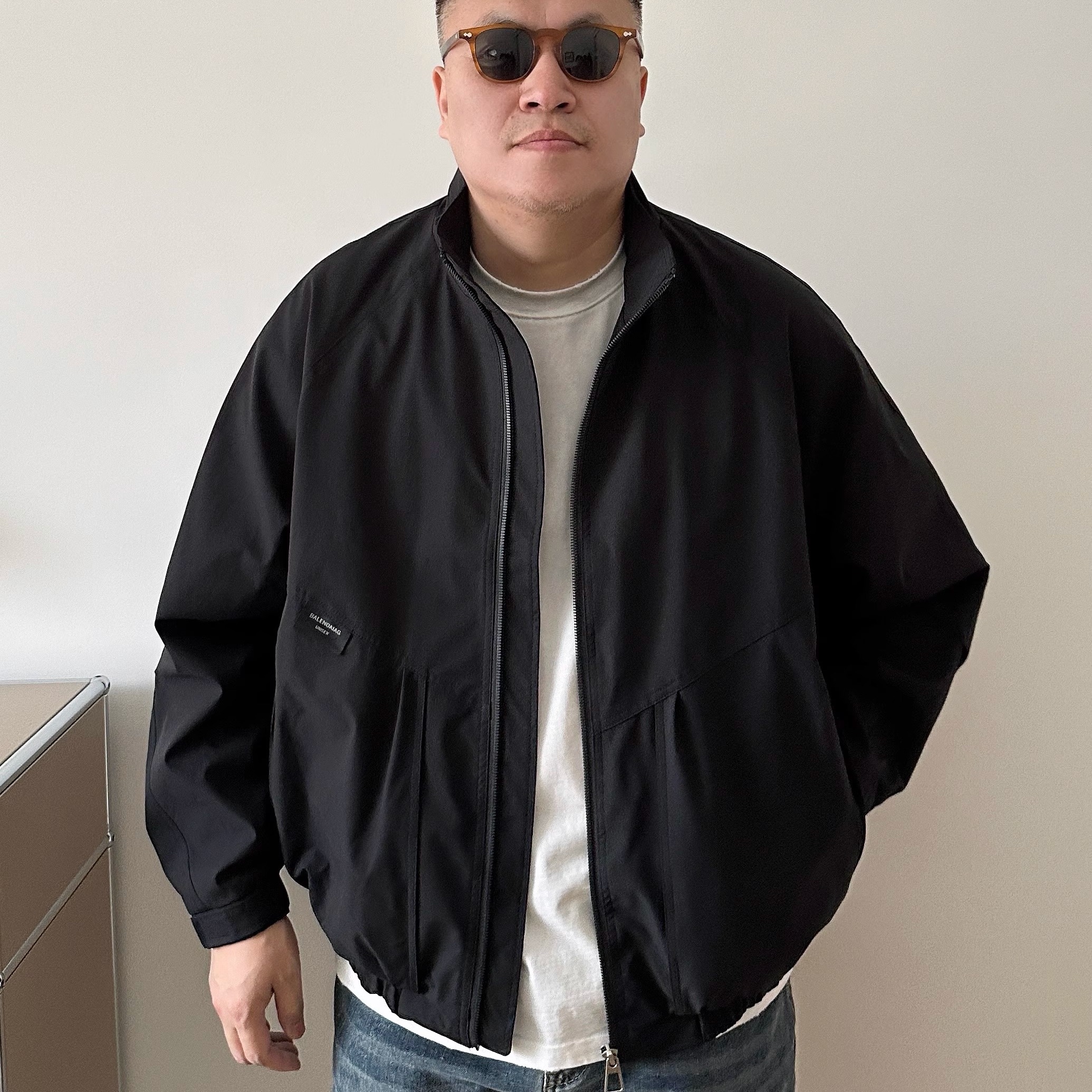 DAEVU大码男装春秋款简约帅气廓版加肥加大男款短款立领夹克外套