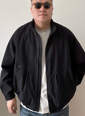DAEVU大码男装春秋款简约帅气廓版加肥加大男款短款立领夹克外套