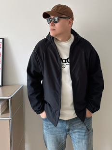 大依无忧大码男装春秋新款运动休闲潮胖子加肥加大男款连帽外套