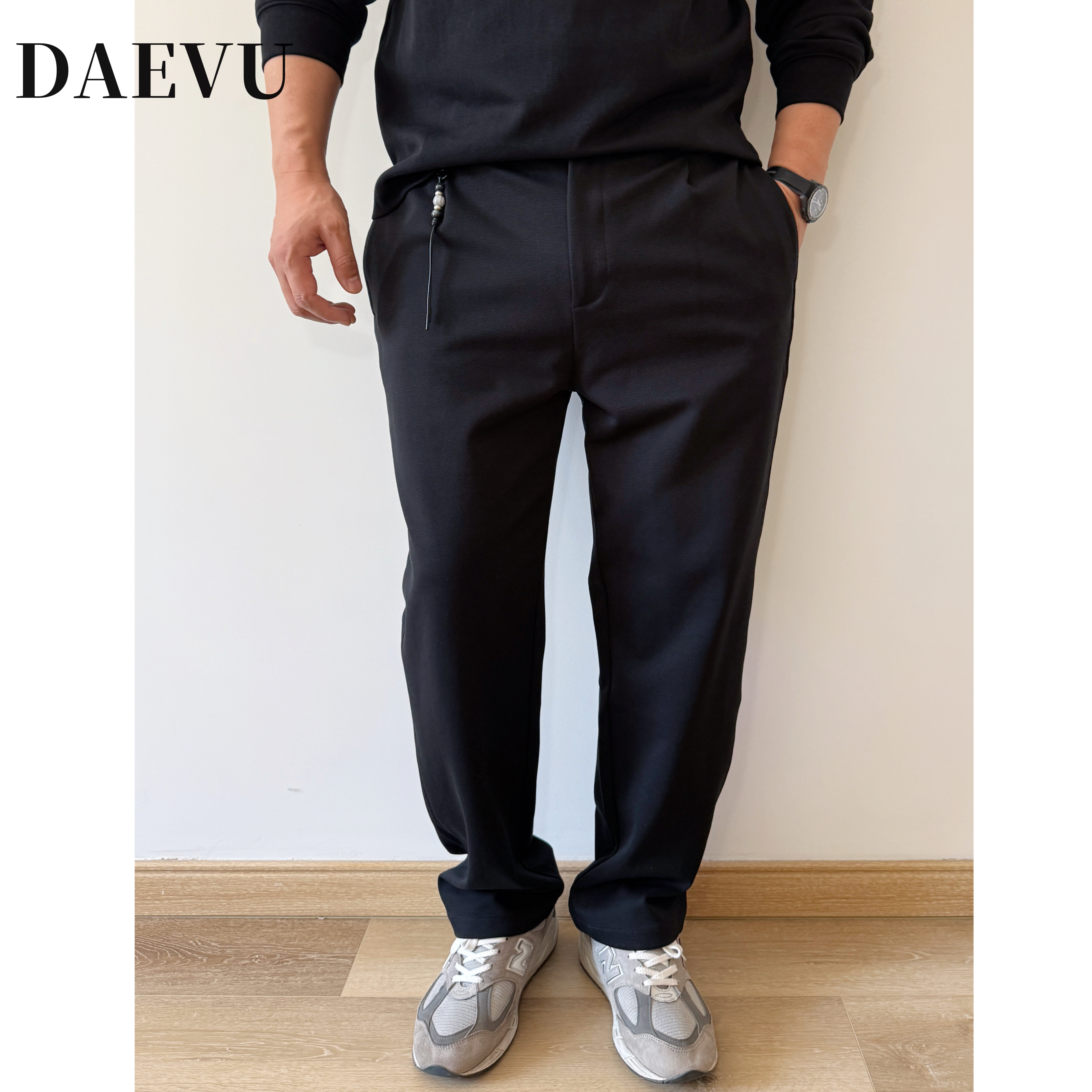 DAEVU大依无忧大码男装春秋季纯色弹力舒适小直筒通勤休闲裤男裤