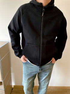 DAEVU春新款大码男装运动休闲潮胖加肥加大男士连帽开衫卫衣外套