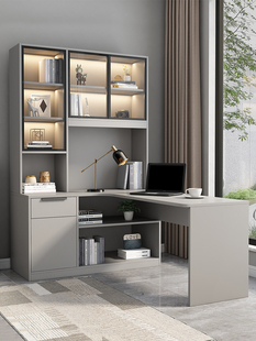 实木电脑台式桌家用转角书桌书架组合一体桌书房办公桌卧室学习桌