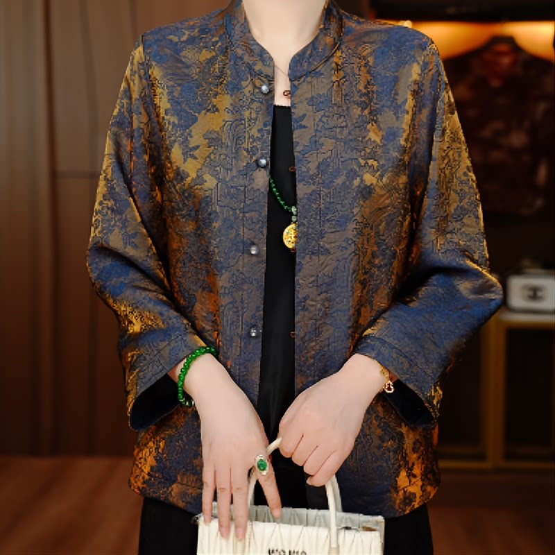 千渝2026春夏衬衫女时尚显瘦优雅洋气气质休闲印花百搭衬衫2026Q2