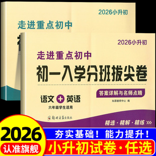 初一入学分班必刷卷数学语文英语走进重点初中初一入学分班拔尖卷综合试卷名校真题模拟专项训练考试卷小升初数学专项训练小考试卷
