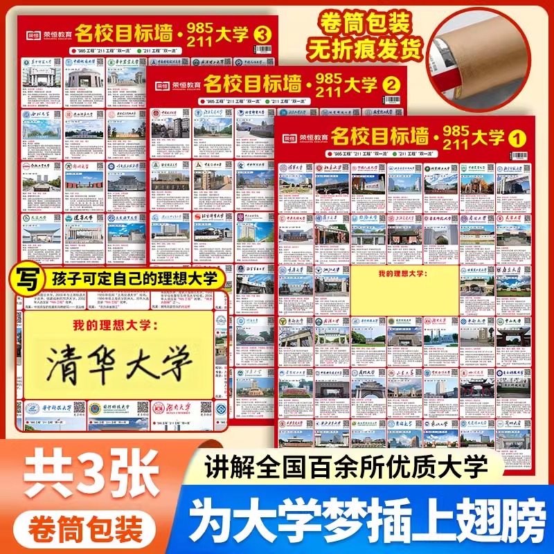 【荣恒教育】名校目标墙贴全套