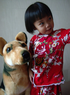 仿真德国牧羊犬毛绒会叫大狗公仔