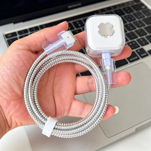适用苹果MacBookAir M5英规港版三脚40W充电器壳数据线保护套绕绳