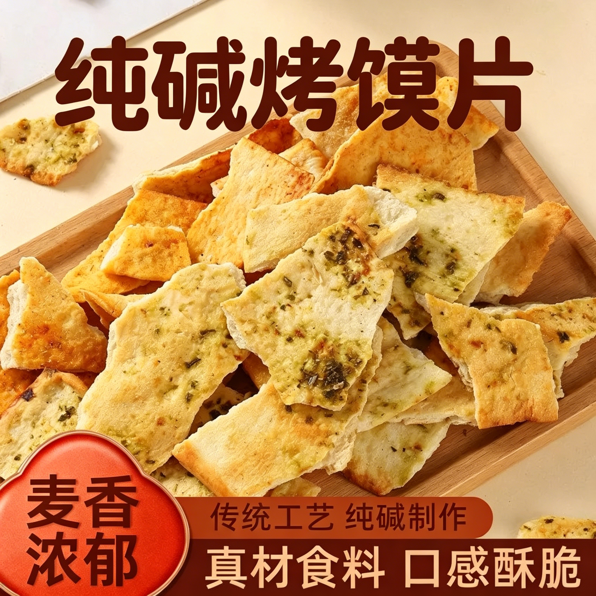 温心御品碱水烤馍片多口味酥脆馍片老式风味特产小吃500g休闲食品