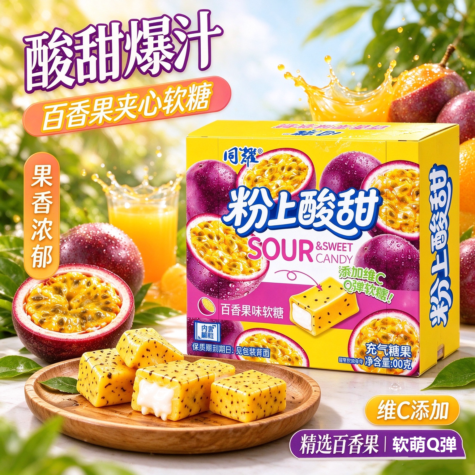 同耀百香果酸甜软糖独立袋装