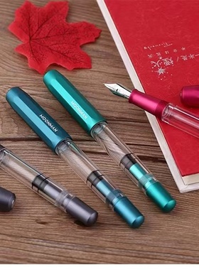MOONMAN末匠T1活塞吸墨大容量明尖铝合金杆学生办公商务练字钢笔