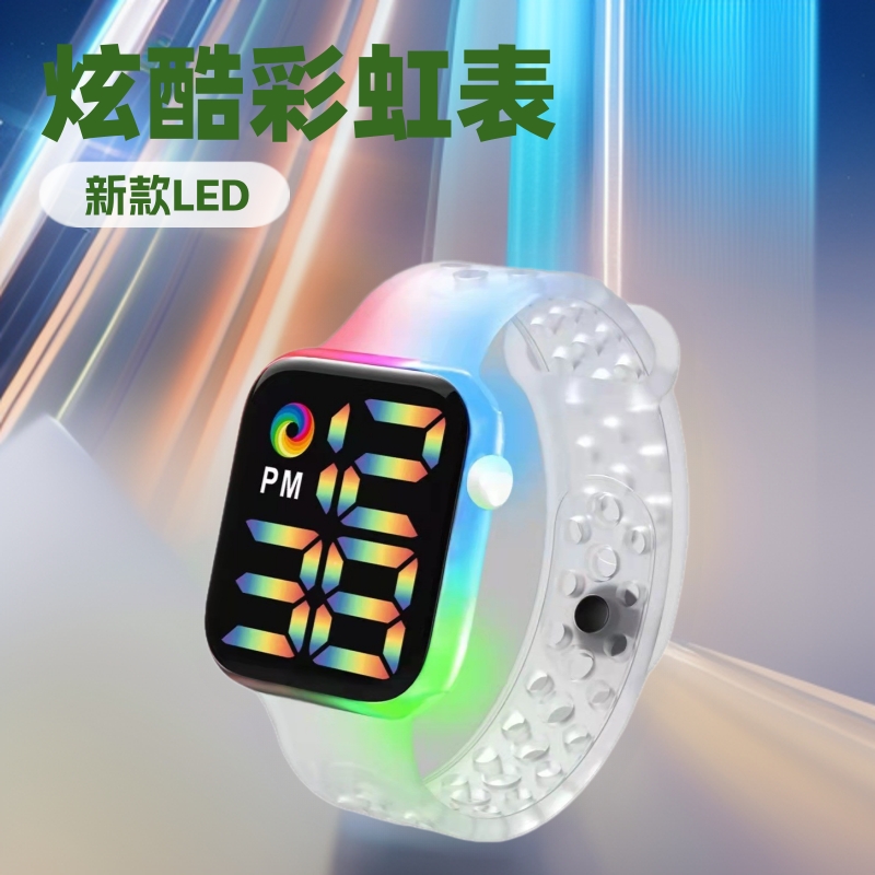 新款LED电子手表Y1夜光炫酷时尚数字运动款学生儿童LED电子表