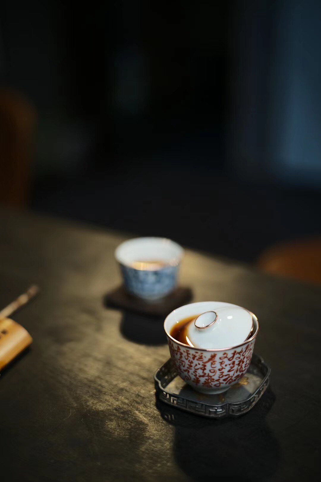 凡巢茶事诗文盖碗第三代矾红七碗茶诗