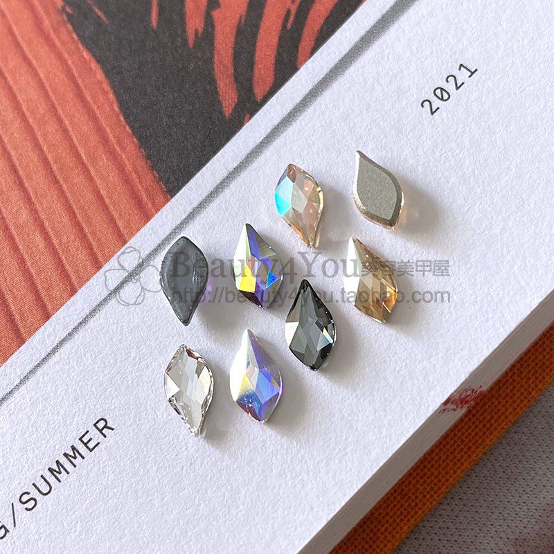 施华洛世奇DIY美甲手机百搭奥地利水晶香槟枪黑2205尖水滴平底钻