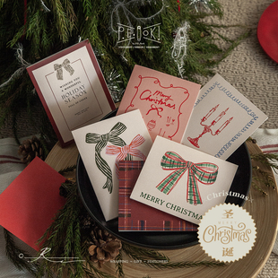 纸象公园圣诞贺卡新年祝福通用祝福原创设计复古少女风格 卡片信封