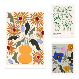 北欧客厅卧室餐厅装 饰 Penwill花卉艺术海报 ANNA丹麦设计Frankie