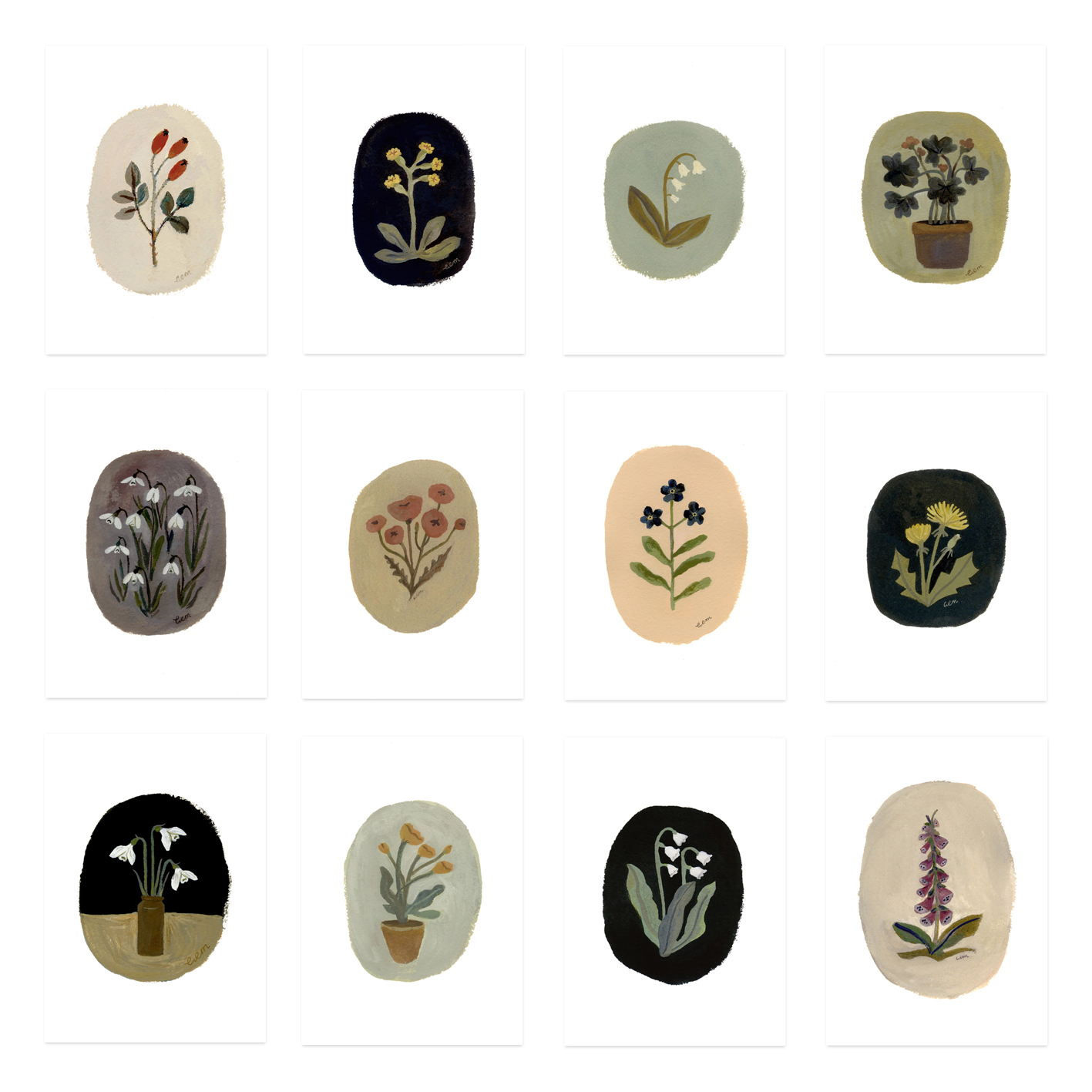 英国小清新花卉插画家居装饰画