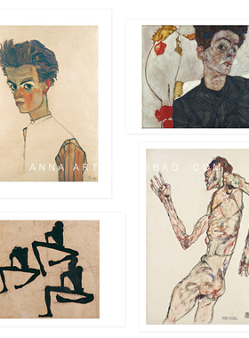 ANNA Egon Schiele 埃贡·席勒 人像艺术海报家居卧室书房装饰画