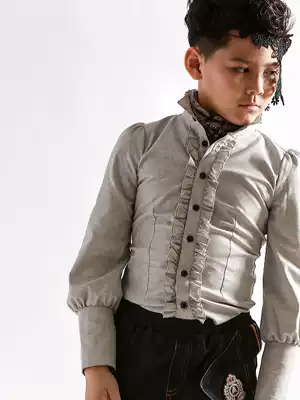 2021 new boys' shirt children's spring and autumn white shirt men's cotton spring children spring dress British retro style