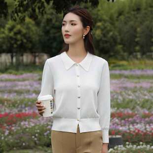 华服饰界2026春季莱赛尔针织衫女长袖单排扣开衫毛衫时尚打底衫