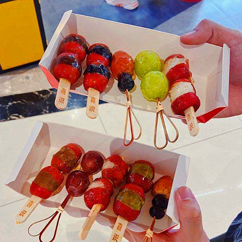 网红迷你小串冰糖葫芦剪刀签竹签雪糕棒模型制作手工烘焙定做logo