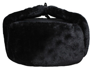 雷锋帽保暖加厚冬季棉帽护耳黑色栽绒抗寒安保执勤站岗帽厂家直销