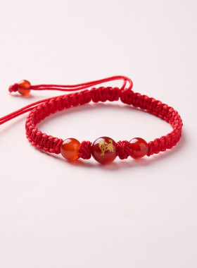 马年天然红玛瑙好运红绳手链手绳本命年十二生肖礼物直播货源