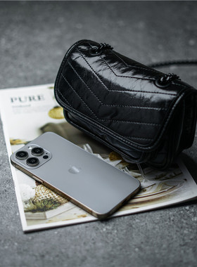 24新款杨树林包包niki流浪包牛皮邮差包复古单肩斜挎包真皮女包