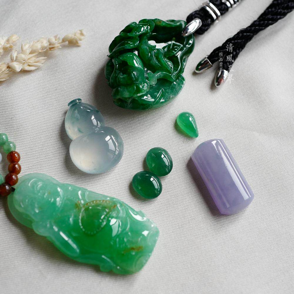绿站佛 飘花葫芦一对 阳绿水滴 紫马鞍 绿蛋一对 缅甸天然A货翡翠