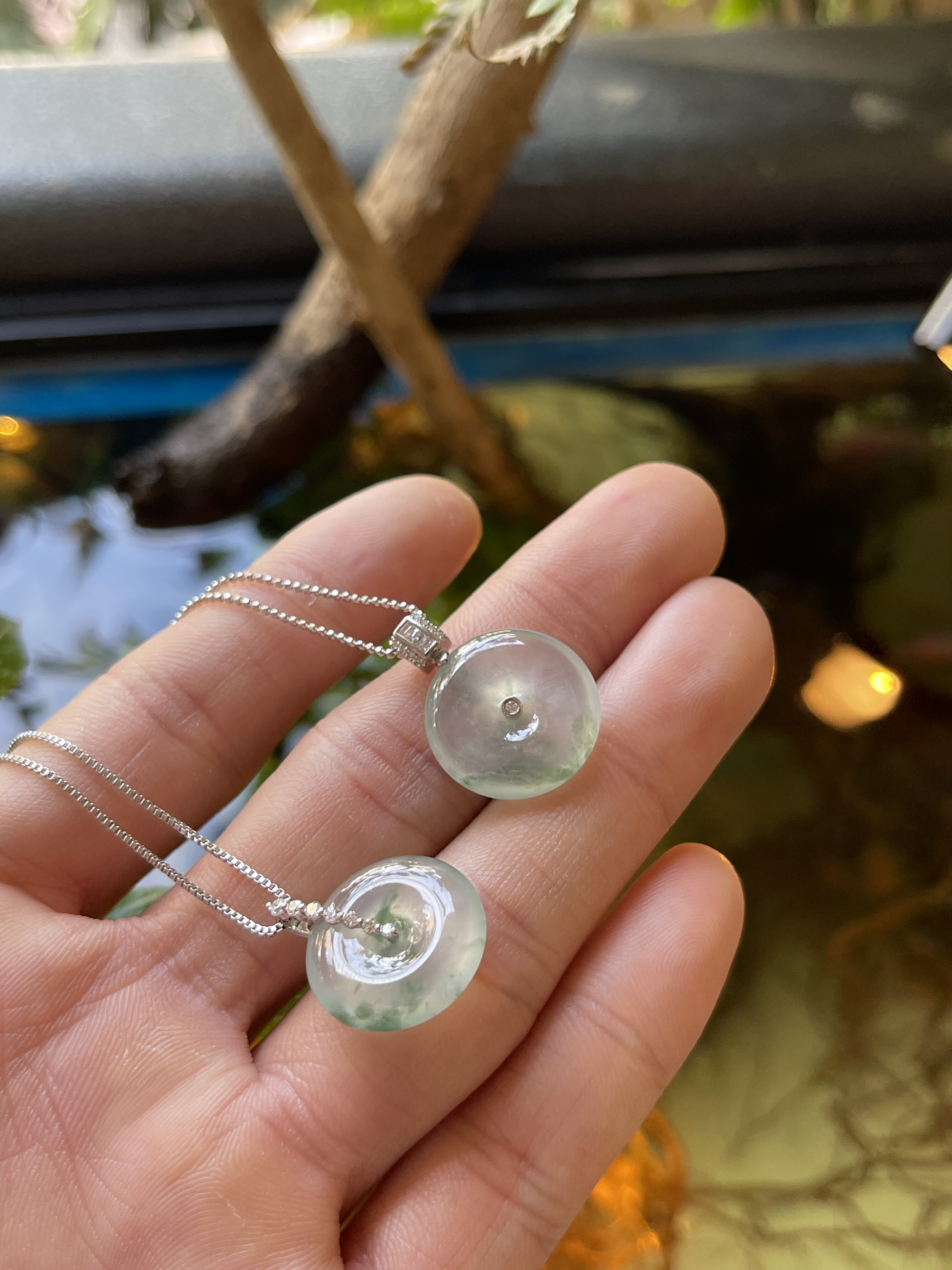 飘花平安扣 18项坠吊坠 缅甸A货天然翡翠配省级证书XB2511