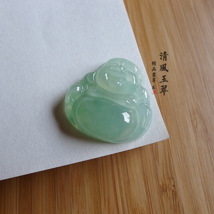 清风玉翠 木那甜色绿佛/缅甸天然A货翡翠 送证书