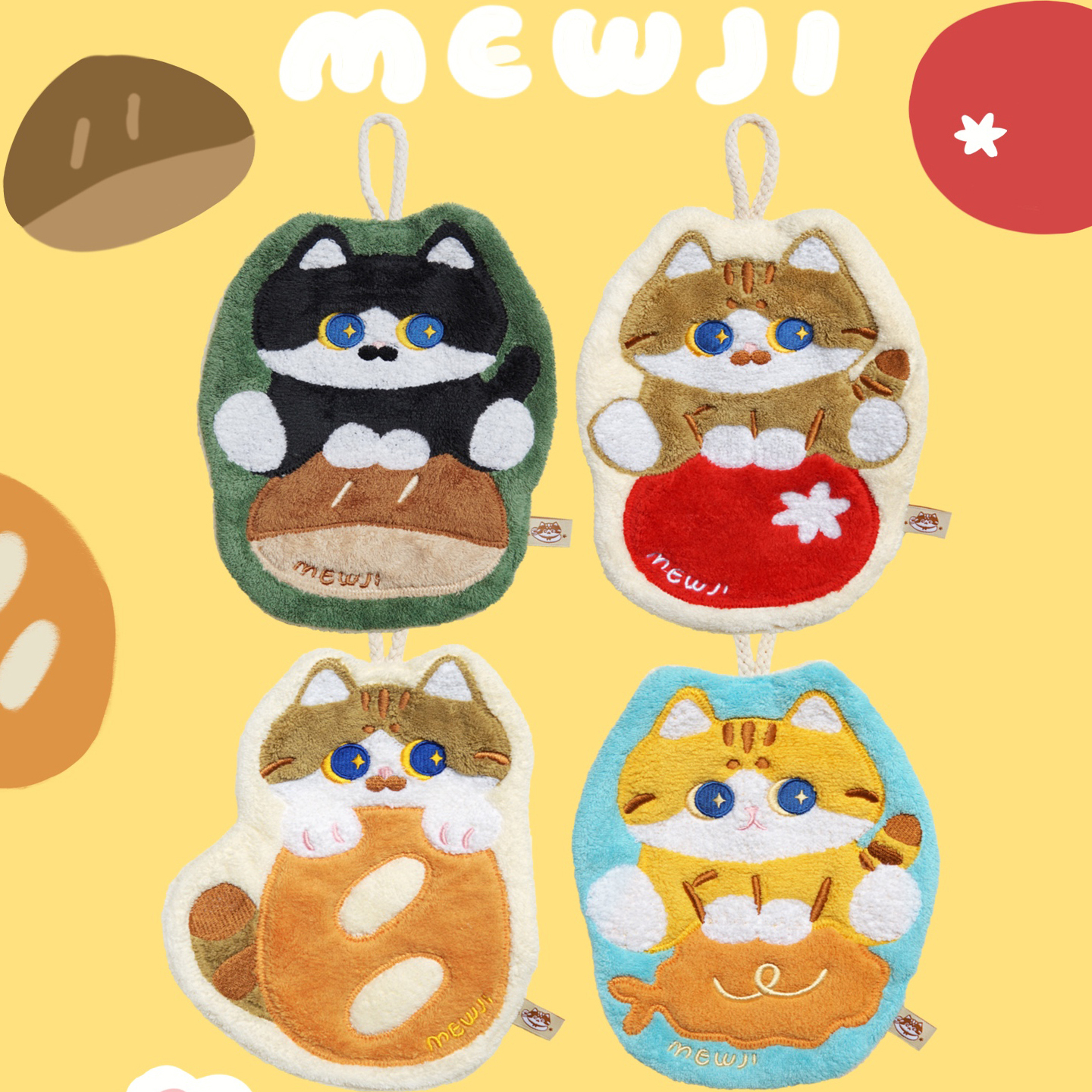 MEWJI妙吉原创猫咪可爱擦手巾挂式厨房浴室擦手卡通居家吸水手巾