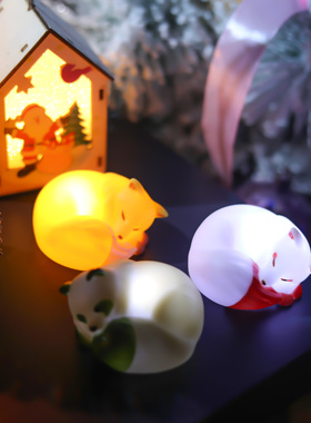 亏本清仓日本YELL扭蛋入睡的小狐狸与貉 LED发光掌上灯小夜灯摆件