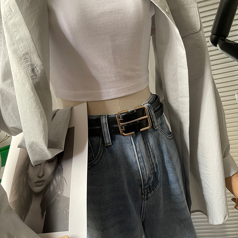 小众设计感金色扣头双层细皮带女款时尚百搭时装搭配装饰腰带黑色高性价比高么？