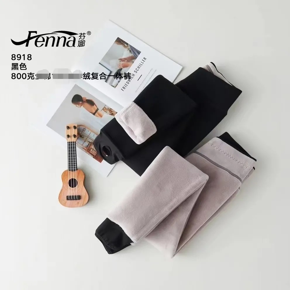 冬季新款芬娜8918一体加绒特厚高腰一线裆踩脚保暖裤东北过冬棉裤