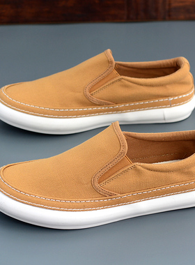 正品宝达春夏帆布鞋男潮流新款彩色平底透气百搭男低帮一脚蹬懒人