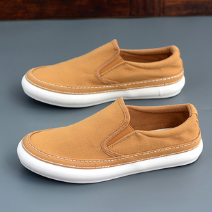 正品宝达春夏帆布鞋男潮流新款彩色平底透气百搭男低帮一脚蹬懒人